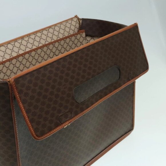 CELINE Macadam Canvas Trunk PVC Leather Gold Brown Auth 92361 - Picture 11 of 16